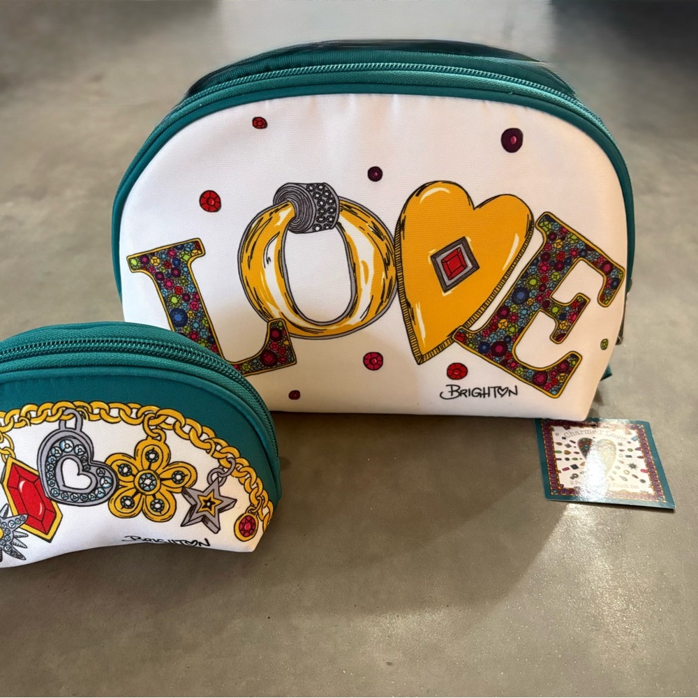 Brighton Charmed Love Two Piece Jewelry/Cosmetic Pouch Set